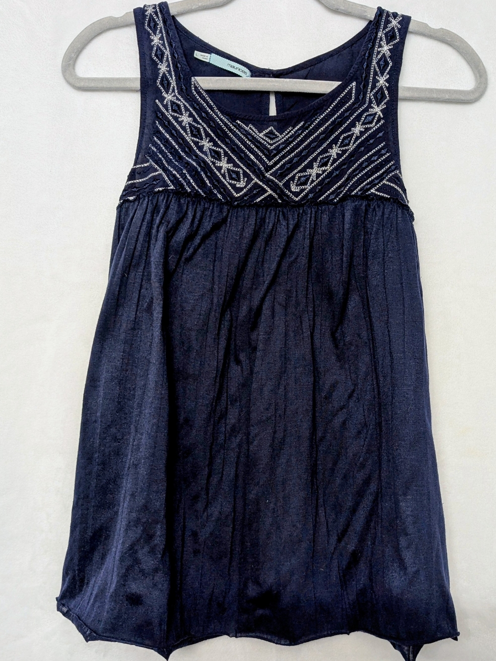 Maurices Navy Blue Sleeveless Beaded Yoke Dress